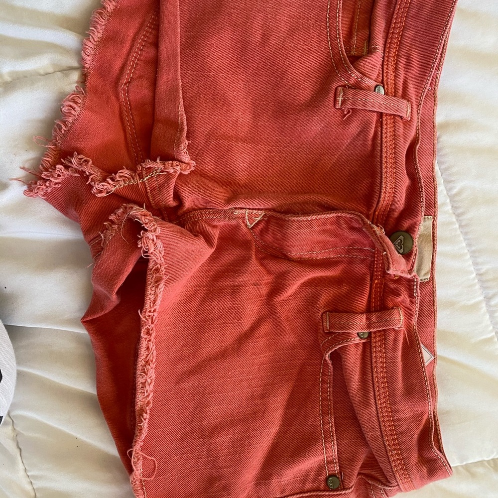 Orange jean shorts